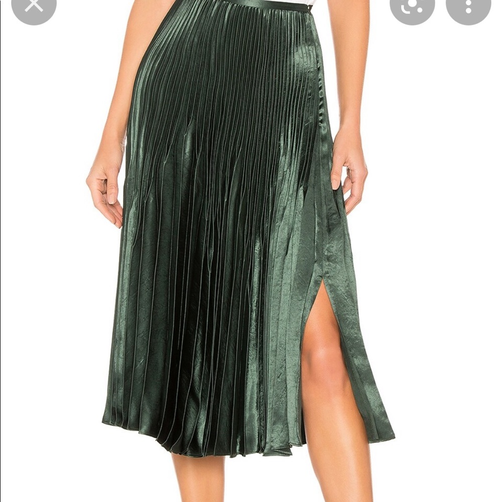 Vince Chevron Pleat Skirt Forest Green